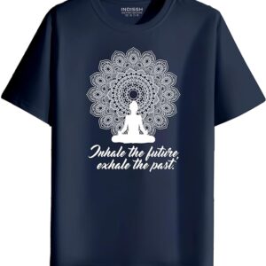 INDISSH Women's Regular Fit Half-Sleeves YOGA1 Themed Garphic Printed Tshirt